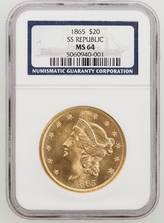 1865 US $20 gold coin