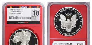 VaultBox 1995 Silver Eagle Superset in GreatCollections’ May 28 Auction 1995-P $1 Silver Eagle NGCX Proof 10 UC (NGC Proof-70 UC)