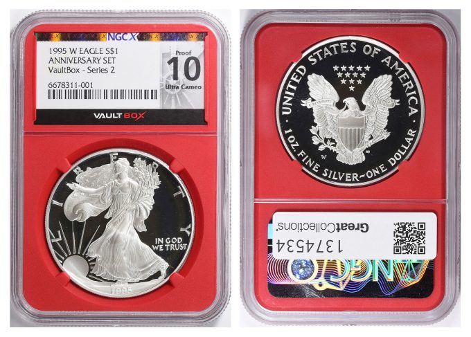 1995-P $1 Silver Eagle NGCX Proof 10 UC (NGC Proof-70 UC)