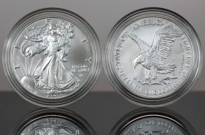 CoinNews photo of two 2023-W Uncirculated American Silver Eagles (obverse and reverse sides shown)