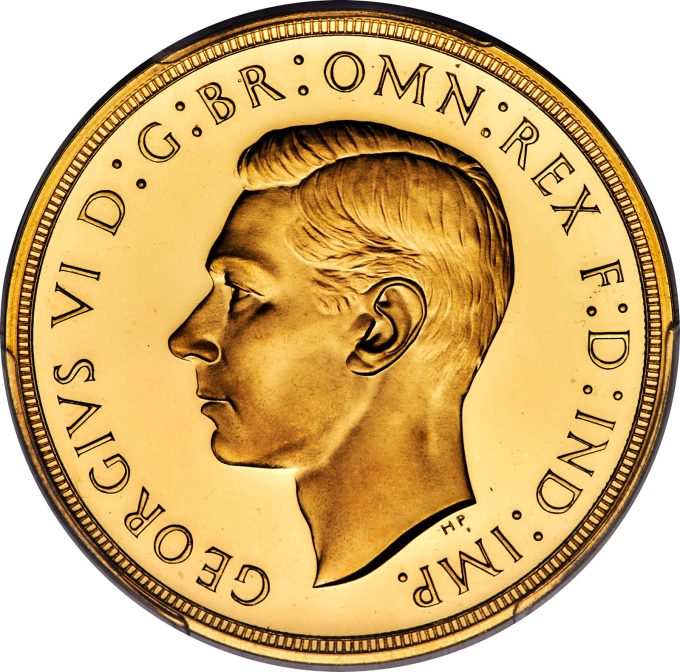 George VI gold Proof 5 Pounds 1937