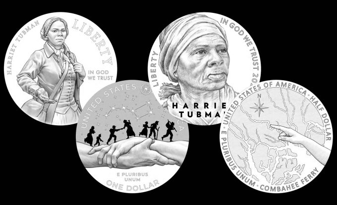 A sampling of the designs recommended for the 2024 Harriet Tubman Commemorative Coins