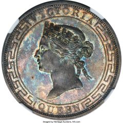 British Colony. Victoria silver Proof Pattern Dollar 1865 PR65 NGC