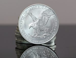 Stack of American Eagle Silver Bullion Coins