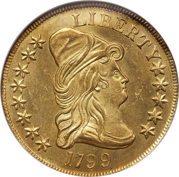 1799 $10 Large Obverse Stars, BD-10, R.3, MS64 NGC