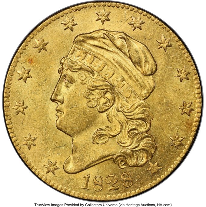 1828/7 Half Eagle, BD-1, MS64