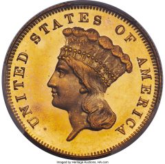 1874 $3 PR66 Cameo PCGS. CAC. JD-1, High R.6
