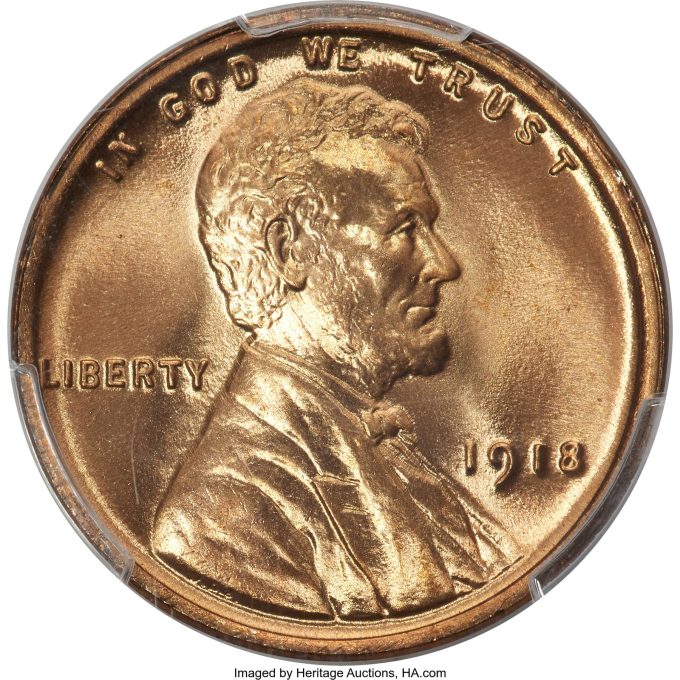 1918 Lincoln Cent, MS68 Red