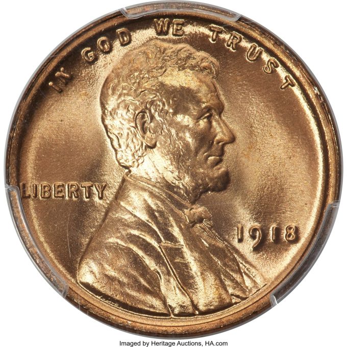 1918 Lincoln Cent, MS68 Red