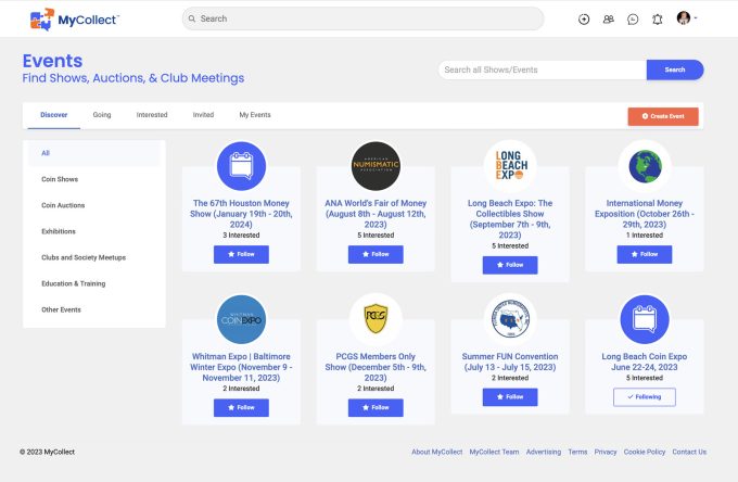 MyCollect links to shows