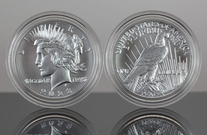 CoinNews photo of two 2023-P Uncirculated Peace Silver Dollars
