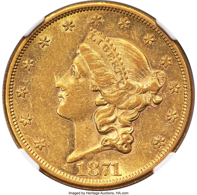 1871-CC Double Eagle, AU55