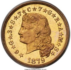 1879 Flowing Hair Stella, PR64 Cameo