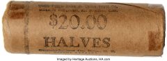 1945 Wells Fargo Original BU Roll of Half Dollars