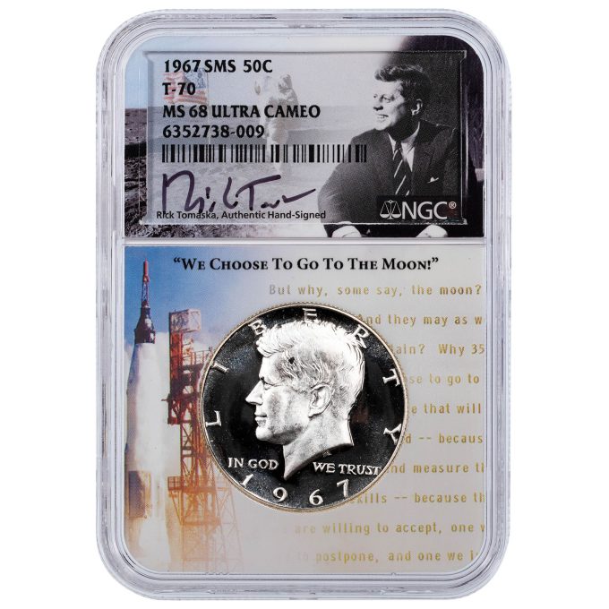 1967-P 50c SMS Kennedy NGC MS68