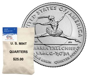 US Mint image 2023 Maria Tallchief quarter and bag