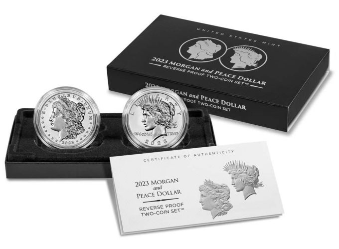 US Mint image 2023 Morgan and Peace Silver Dollar Reverse Proof Set