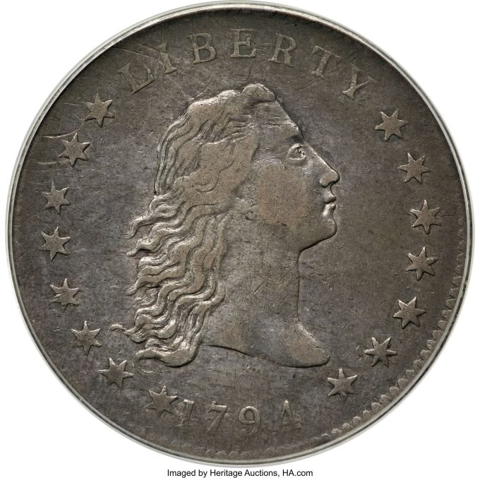 1794 B-1, BB-1 Flowing Hair Dollar, XF45