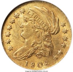 1808 Capped Bust Left Quarter Eagle, MS63