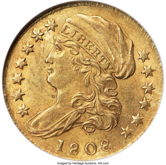 1808 Capped Bust Left Quarter Eagle, MS63