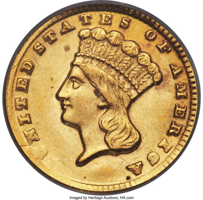 1861-D Gold Dollar, MS61