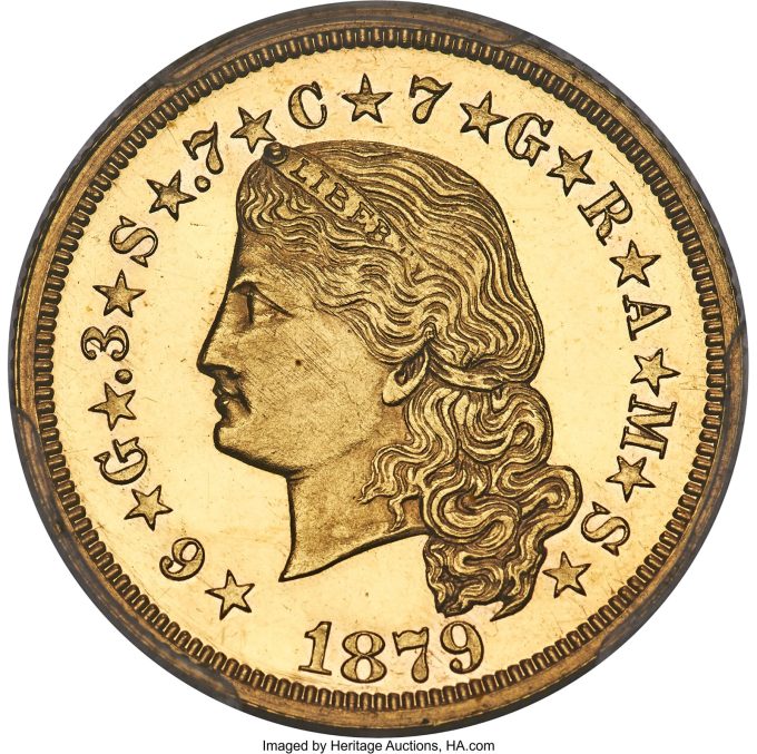 1879 $4 Flowing Hair, Judd-1635, Pollock-1833, JD-1, R.3, PR63 PCGS