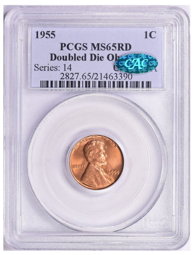 1955 Doubled Die Lincoln Cent PCGS MS-65 RD CAC
