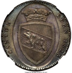 Bern. Canton silver Proof Pattern 4 Franken (Concordiataler) 1826 PR64 NGC