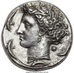 SICILY. Syracuse. Time of Dionysius I (405-370 BC). AR decadrachm