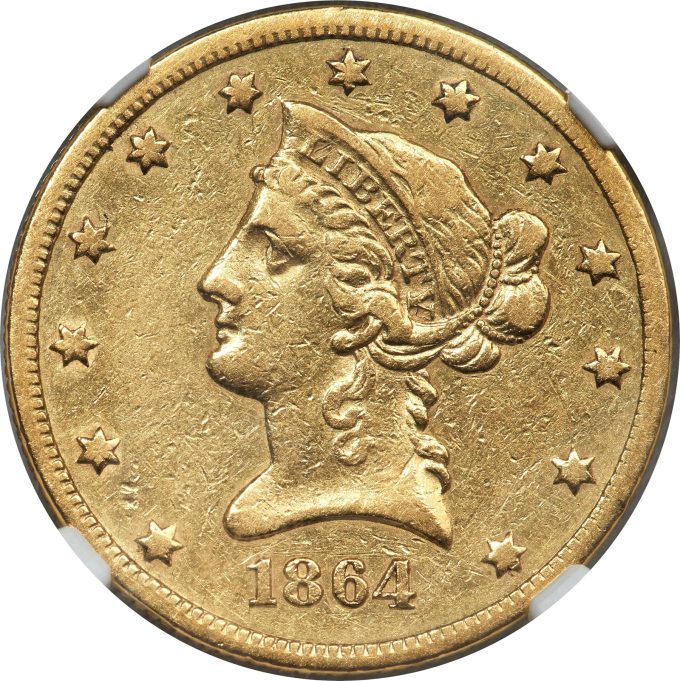 1864-S Ten Dollar, XF40
