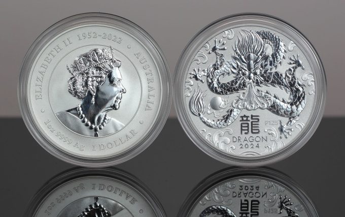 2024 Australian Lunar Dragon 1oz Silver Bullion Coins - Obverse and Reverse