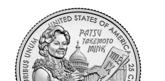 2024 Patsy Takemoto Mink Quarter Enters Circulation on March 25 2024 Patsy Takemoto Mink quarter image