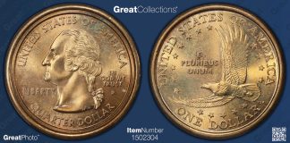 Rare U.S. Mint Mule Dollar/Quarter Error in GreatCollections Auction Mint Error 2000-P Sacagawea Dollar Mule with Washington Quarter