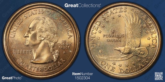 Mint Error 2000-P Sacagawea Dollar Mule with Washington Quarter