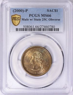 Mint Error 2000-P Sacagawea Dollar Mule with Washington Quarter PCGS MS-66