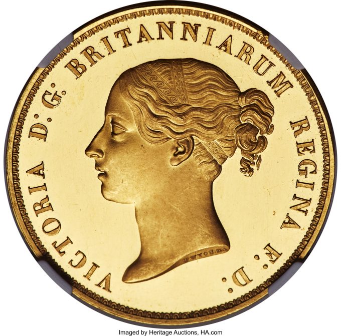 Victoria gold Proof "Una and the Lion" 5 Pounds 1839 PR62 Ultra Cameo NGC