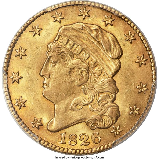 1826 Capped Head Left Half Eagle, MS60