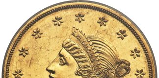 Heritage’s Jan. 10-14 FUN US Coins Auction Features 1855 $50 Gold Piece 1855 Kellogg & Co. Fifty Dollar Gold Piece, PR64 Cameo