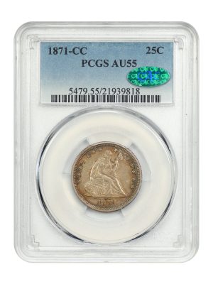 1871-CC 25C PCGS/CAC AU55