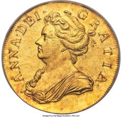 Anne gold 5 Guineas 1706 MS63 PCGS