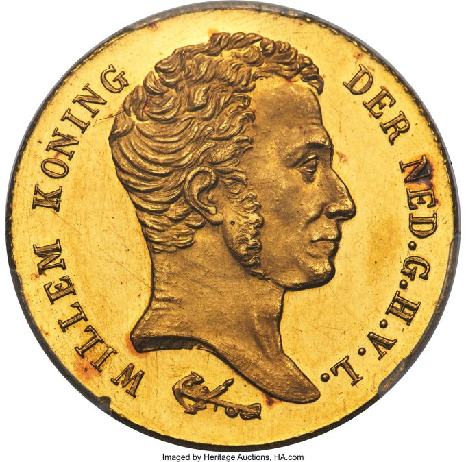 Dutch Colony. Willem gold Specimen Gulden 1839 SP62 PCGS