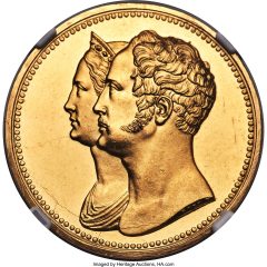 Nicholas I gold Pattern 10 Roubles 1836-CПБ MS62 NGC
