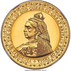Victoria gold Proof Pattern Crown 5 Shillings 1887 PR65+