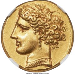 ZEUGITANA. Carthage. Ca. 270-260 BC. AV trihemistater
