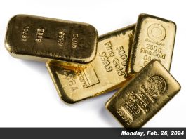Gold, Silver and Other Precious Metals Fall on Monday, Feb. 26 Gold for April delivery gave back $10.50, or 0.5%, to settle at $2,038.90 an ounce