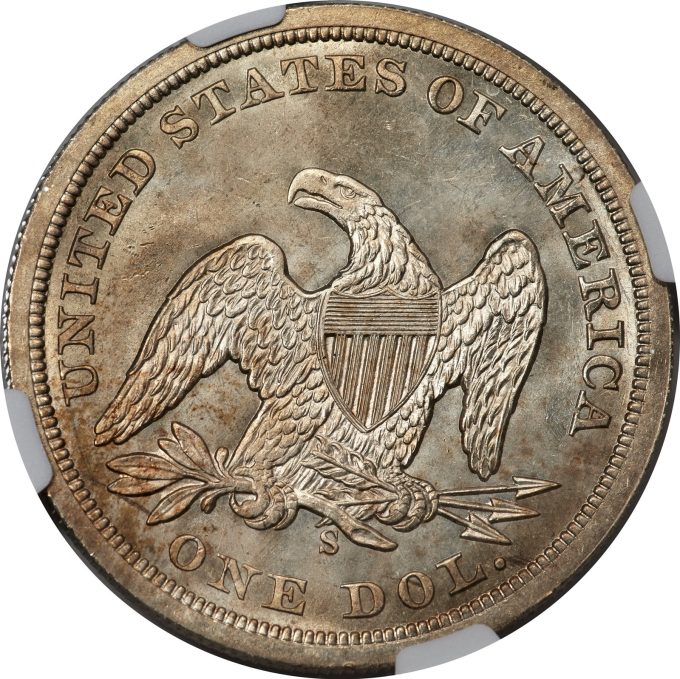 1859-S Seated Dollar, MS64