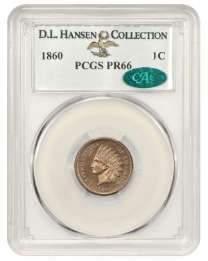 1860 1C PCGS/CAC PR66