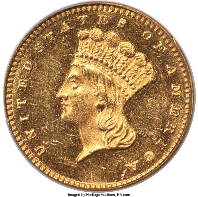 1875 Gold Dollar, MS63