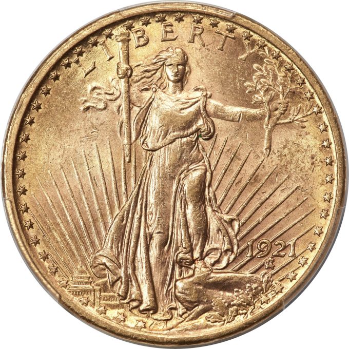 1921 Saint-Gaudens Double Eagle, MS62