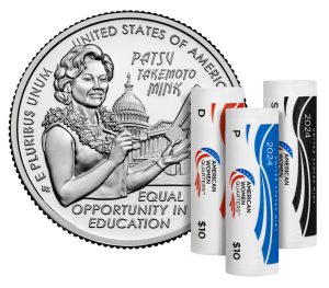 US Mint image 2024 P D S Patsy Takemoto Mink quarter and rolls